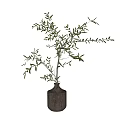 Stylish Decorative Vase With Green Olive Branches And Rustic Ceramic Design