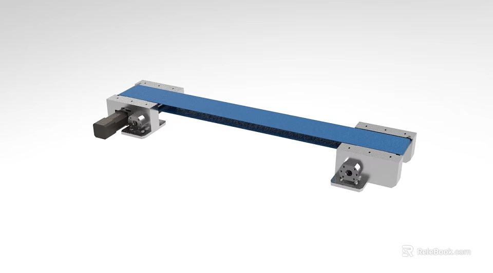 Industrial Conveyor Belt Equipment With Blue Conveyor Surface And Metal Support Frames 3d model 