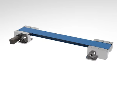 Industrial Conveyor Belt Equipment With Blue Conveyor Surface And Metal Support Frames 3d model
