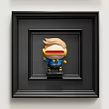 Three Character Portraits In Black Frames Hanging On White Wall 3d model