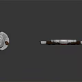 Traditional Weapon With Wooden And Metal Hilt Red Gemstone Accents And Decorative Ornaments