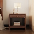 New Chinese Style Bedside Table Modern Bedside Table Solid Wood Bedside Table Lamp 3d model