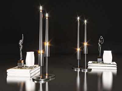 Modern Candle Ornaments Vase Ornaments Book Ornaments 3d model