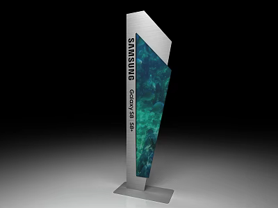 Modern Samsung Galaxy S24 Display Shelf With Digital Screen And Silver Frame 3d model