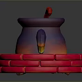 Decorative Purple Cauldron With Green Liquid Red Ladle And Glowing Brick Base