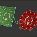 Christmas Plate Decoration With Green Red Plates Snowflake Patterns Santa's Cookies Text And Santa