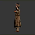 Man In Traditional Clothing With Turban Standing Arms Outstretched On Gray Background