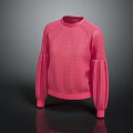 Pink Puffed Sleeve Round Neck Sweater Stylish Casual Winter Wear