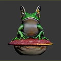 Green Reptile With Colorful Butterfly Wings Sitting On Red Mushroom