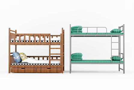 Bunk bed boarding and alighting dormitory bed children's bed 3d model