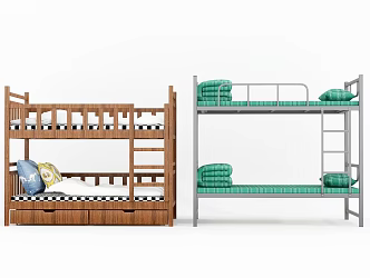 Bunk bed boarding and alighting dormitory bed children's bed 3d model