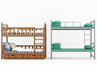 Bunk bed boarding and alighting dormitory bed children's bed 3d model