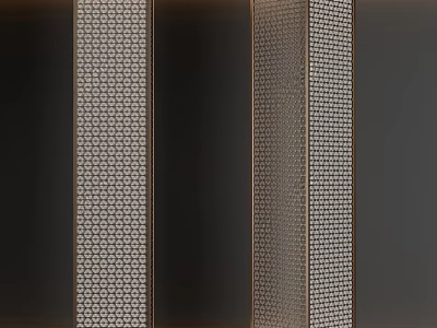 Modern Decorative Vertical Panels Featuring Hexagonal Grid Pattern On Dark Background 3d model