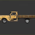 Vintage Yellow Truck With Wooden Bed And Classic Retro Design