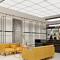 Modern Boutique Store Interior With Glass Display Cases Yellow Armchairs Reception Desk And Bright Lighting