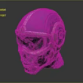 Futuristic Combat Helmet With Blue And White Stripe Silver Metallic Visor