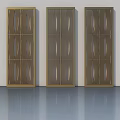 Three Modern Golden Swing Doors With Wavy Patterns On White Wall Background 3d model