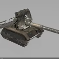 Military Vehicle With Large Cannon Barrel And Camouflage Paint Chassis Structure Design