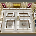 Modern Jewelry Store Interior Design With Glass Display Cases Golden Counters And Bright Lighting