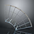 Fan Shaped Furniture Structure With Metal Frame Cross Bars And Wooden Border