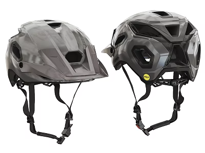 Gray Bicycle Helmets with Ventilated Design and Adjustable Straps for Safety 3d model