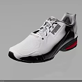 White PUMA Athletic Sneakers With Red Accent Sole And Brand Logo Design