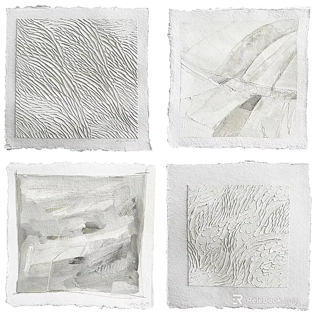 Minimalist Abstract Wall Decor With Textured White Gray Patterns And Modern Design 3d model