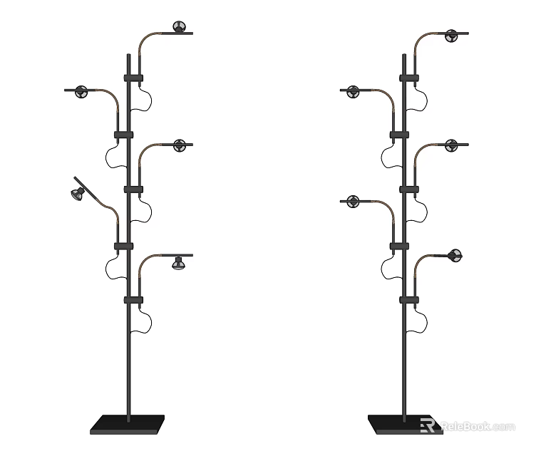 Modern Adjustable Floor Lamp With Multiple Arms For Home Interior Lighting 3d model