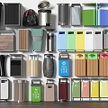 Public Trash Bins With Colorful Designs And Multiple Recycling Functions 3d model