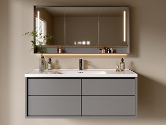 Modern Bathroom Cabinet Bathroom Counter Basin Bathroom Ornaments Mirror Cabinet Sink 3d model