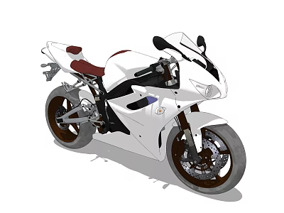 White Sporty Motorcycle With Red Seat And Sleek Black Alloy Wheels Design 3d model