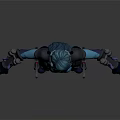 Fantasy 3D Character With Blue Armor Glowing Hands Mask And Dual Weapons