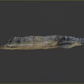 Realistic 3D Terrain Model Showcasing Mountain Landscape Layered Blue Brown Yellow Colors And Detailed Features