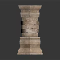 Carved Stone Column With Layered Textured Design And Classical Architectural Details 3d model