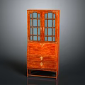 Classic Mahogany Cabinet With Glass Doors And Wooden Drawer Design