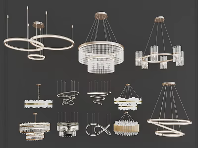 Various Modern Chandelier Designs With Different Shapes And Materials For Home Decor 3d model