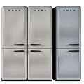 Multiple Silver Refrigerators and Freezers with Various Door Styles and Modern Design 3d model