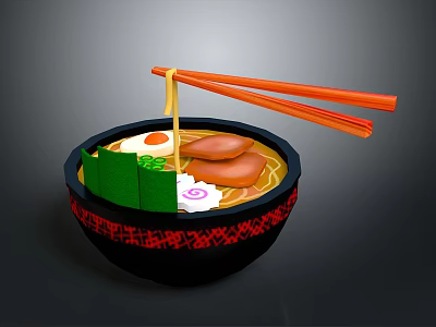 Commercial Kitchen Equipment For Ramen Making With Bowl Chopsticks And Ingredients 3d model