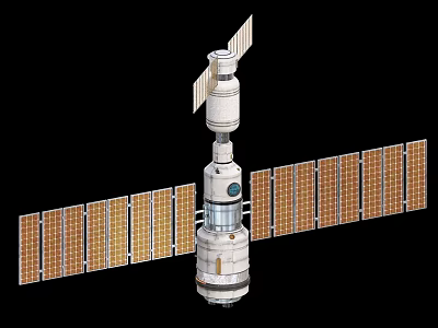 Orbital Spacecraft Module Featuring Extended Solar Panels And Modular Structure 3d model