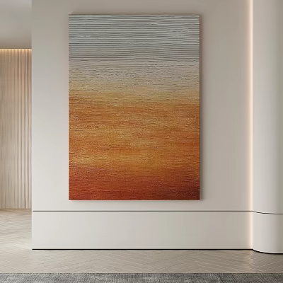 Abstract Painting with Gradient Orange Yellow Gray Colors and Textured in Modern Interior Wall Decor 3d model