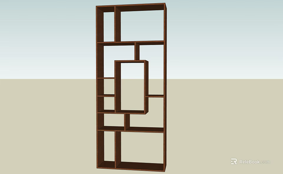 Modern Wooden Bookshelf With Geometric Open Shelves For Stylish Home Office Storage 3d model 