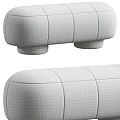 Stylish Gray and Beige Upholstered Sofa Stools with Square Panels Rounded Shape Short Legs 3d model