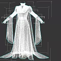 Dark Colored Flowy Robe Clothing With Wide Sleeves Blue Belt And Diamond Pattern