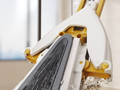 White And Yellow Floor Cleaning Mop With Squeeze Function For Daily Household Use 3d model