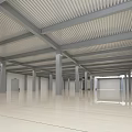 Spacious Industrial Factory Building Featuring Steel Structure Columns Roof Trusses And Windows
