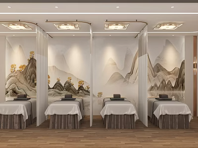 Modern Hospital Outpatient Clinic Waiting Area With Comfortable Seats Medical Devices And Reception Counter 3d model