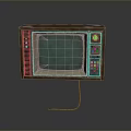 Retro Vintage Old Fashioned Television With Wooden Case Green Screen And Buttons