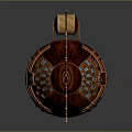 Vintage Steampunk Airship Model With Copper Exterior Blue Windows And Decorative Wings