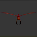 Detailed Vibrant Red Dragonfly With Spread Wings Isolated On Grey Background