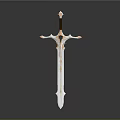 Elegant Ornate Decorative Sword With Gold White Design And Cross Guard Engravings